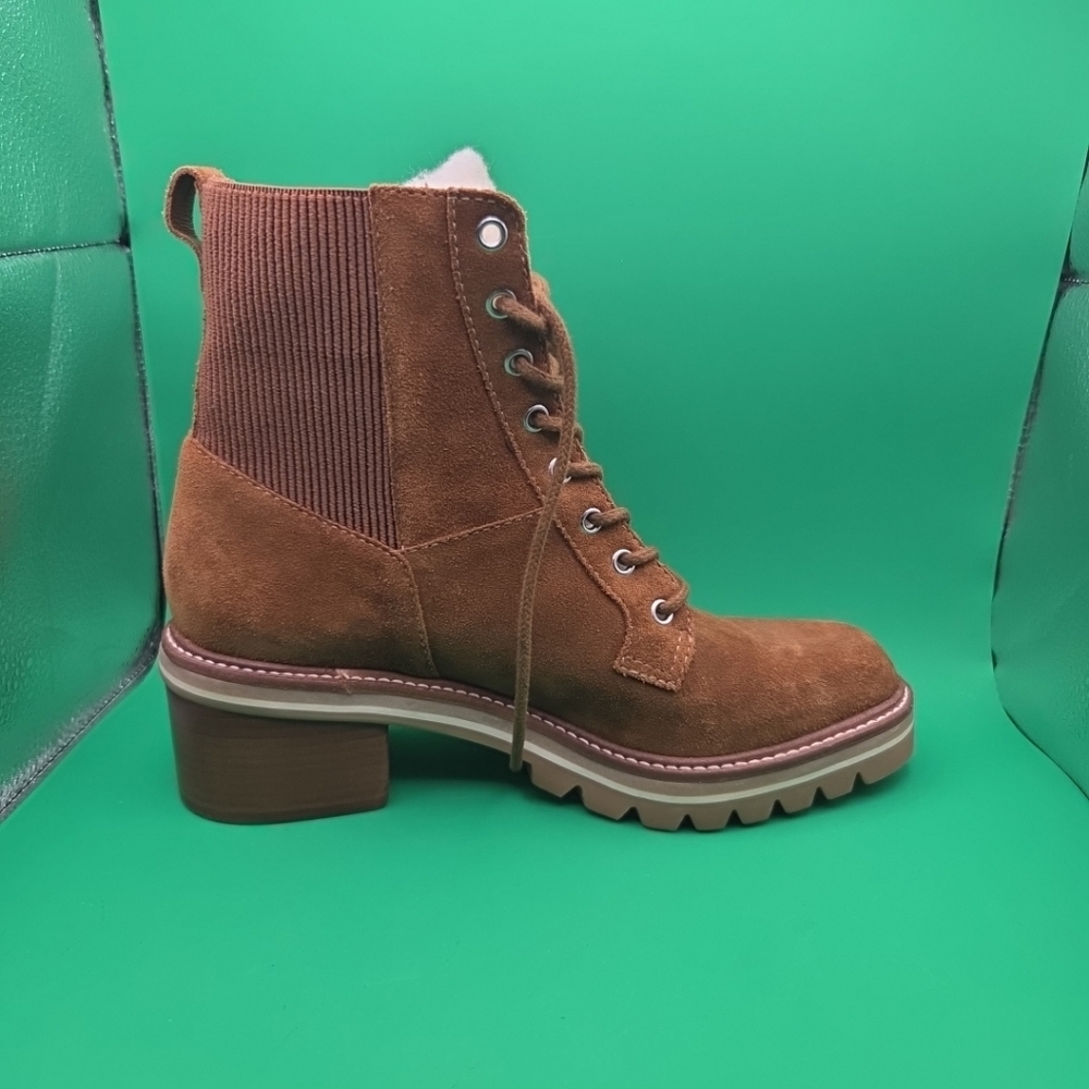 Anthropologie Bernardo Wmns Selena Shearling Lined Lace-Up Ankle Boots 9M Suede - Picture 5 of 16